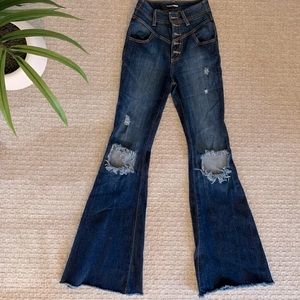 SZ.3 DISTRESSED FASHION NOVA FLARE LEG JEANS